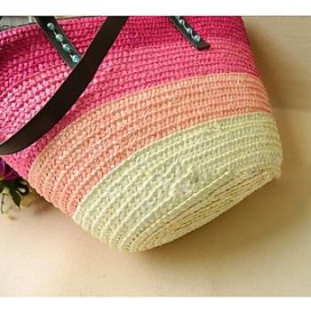 Women's Feather Flower Color Block Tote Strap
